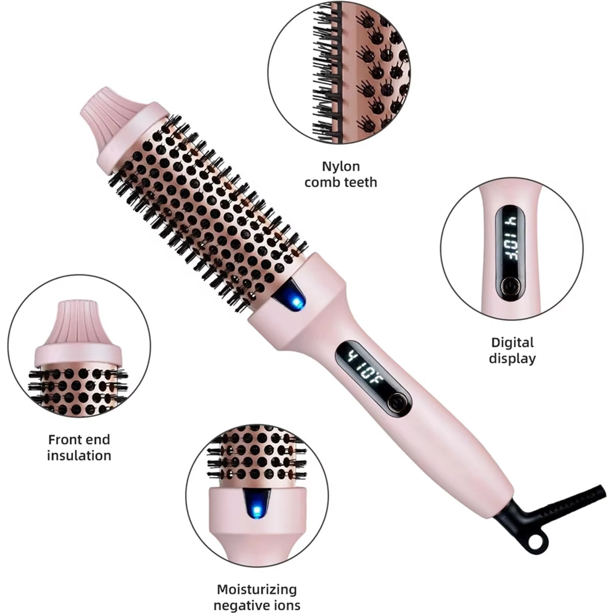2025+Thermal Brush Curling Brush, Negative Ionic Heated Thermal round Brush for Blowout Look, Curling & Straightener EU Plug