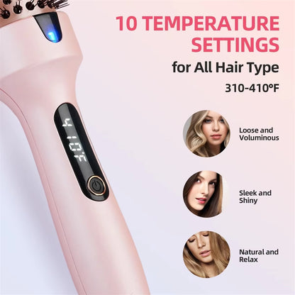 2025+Thermal Brush Curling Brush, Negative Ionic Heated Thermal round Brush for Blowout Look, Curling & Straightener EU Plug